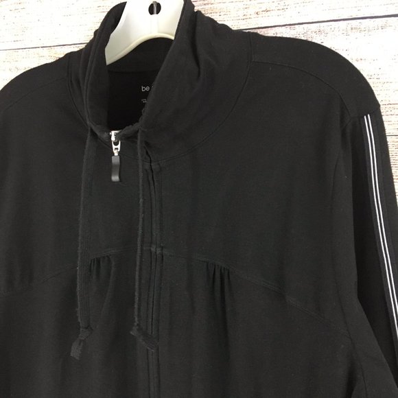 Be Inspired Athletic Jacket Mock Neck Black Cotton Blend - Picture 2 of 5